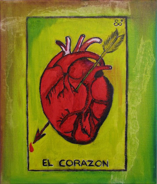 El Corazon Oil on Canvas by Sophie Lo